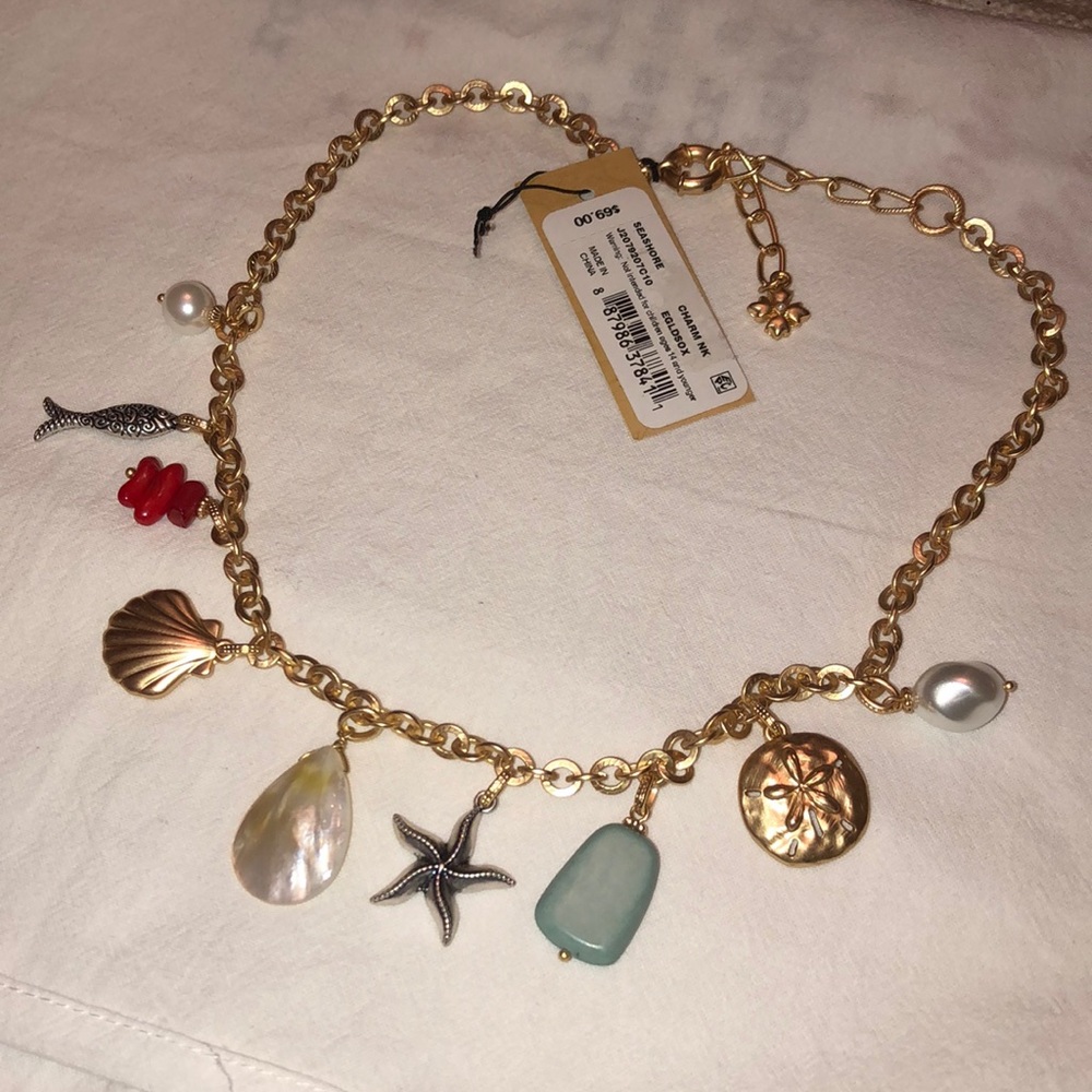 Patricia Nash Egyptian Gold & Silver Ox Finish Seashore Charm Necklace OS NWT